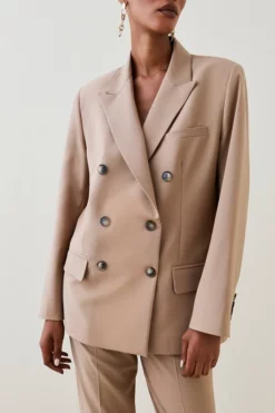 Top 10 😀 Karen Millen Wool Blend Oversized Double Breasted Blazer 🌟 -Workwear Shop womens camel wool blend oversized double breasted blazer