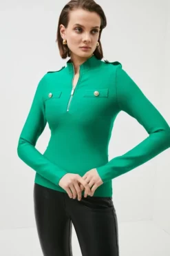 Wholesale 🧨 Karen Millen Bandage Knit Long Sleeve Top In Recycled Yarn 🌟 -Workwear Shop womens cobalt bandage knit long sleeve top in recycled yarn 3