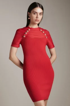 Deals ❤️ Karen Millen Military Trim Bandage 👗 Dress 😀 -Workwear Shop womens cobalt military trim bandage dress