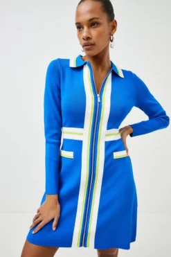 Coupon 👍 Karen Millen Sporty Full Needle Long Sleeve Knit Mini 👗 Dress 👍 -Workwear Shop womens cobalt sporty full needle long sleeve knit mini dress 1