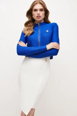 Hot Sale 😉 Karen Millen Military Bandage Short Knitted Jacket ✨ 14 Hot Sale 😉 Karen Millen Military Bandage Short Knitted Jacket ✨ -Workwear Shop womens green military bandage short knitted jacket 1