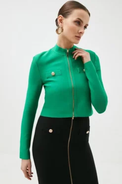 Hot Sale 😉 Karen Millen Military Bandage Short Knitted Jacket ✨ 15 Hot Sale 😉 Karen Millen Military Bandage Short Knitted Jacket ✨ -Workwear Shop womens green military bandage short knitted jacket 2