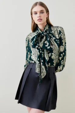 Cheap 🔔 Karen Millen Paisley Metallic Tie Neck Blouse 😍 11 Cheap 🔔 Karen Millen Paisley Metallic Tie Neck Blouse 😍 -Workwear Shop womens green paisley metallic tie neck blouse