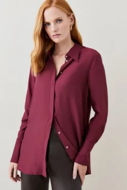 Best Pirce 👏 Karen Millen Silk Viscose Satin Woven 👚 Shirt 😍 -Workwear Shop womens green silk viscose satin woven shirt 1 1