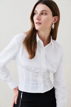New ✨ Karen Millen Corset Back Tailored 👕 Shirt 👍 -Workwear Shop womens ivory corset back tailored shirt