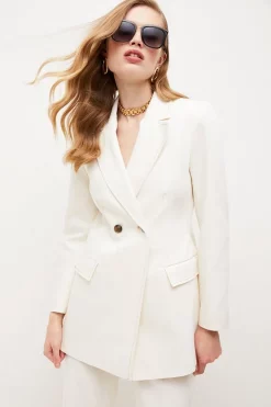 Brand new 🔥 Karen Millen Cotton Double Breasted Blazer ⌛ -Workwear Shop womens ivory cotton double breasted blazer