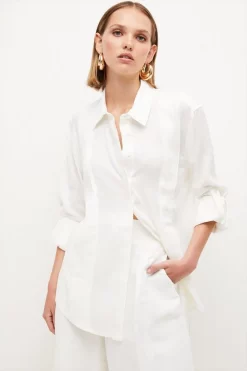 Cheapest 😉 Karen Millen Lydia Millen Petite Linen Longline 👚 Shirt 👍 -Workwear Shop womens ivory lydia millen petite linen longline shirt