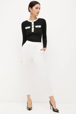 Brand new ⭐ Karen Millen Petite Essential Techno Woven Trouser 😍 -Workwear Shop womens ivory petite essential techno woven trouser