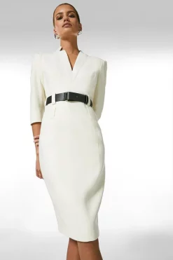Wholesale 🌟 Karen Millen Petite Forever Midi 👗 Dress 😉 -Workwear Shop womens ivory petite forever midi dress
