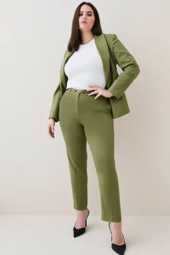 Best Sale 🌟 Karen Millen Plus Size Relaxed Tailored Belted Slim Trouser 👏 -Workwear Shop womens ivory plus size relaxed tailored belted slim trouser 1