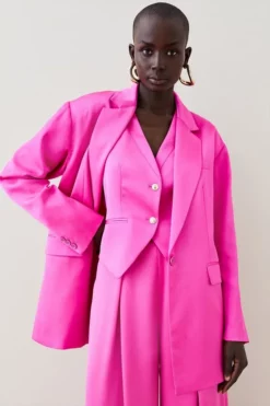 Discount 🥰 Karen Millen Satin Single Breasted Waistcoat 🌟 -Workwear Shop womens ivory satin single breasted waistcoat 1 1