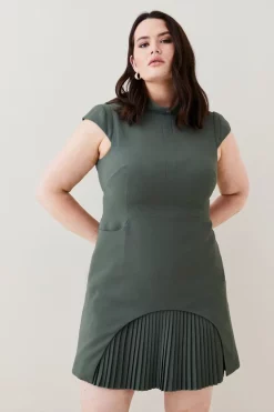 Buy ⌛ Karen Millen Plus Size Military Tailored Mini 👗 Dress ❤️ -Workwear Shop womens khaki plus size military tailored mini dress