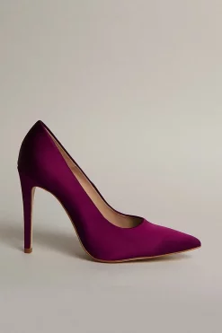 Cheapest 🤩 Karen Millen Italian Satin Signature Court 👟 Shoe ⌛ -Workwear Shop womens magenta italian satin signature court shoe