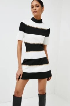 Wholesale ๐งจ Karen Millen Bandage Knit Stripe Chain Detail Top ๐ฅ 12 Wholesale ๐งจ Karen Millen Bandage Knit Stripe Chain Detail Top ๐ฅ -Workwear Shop womens mono bandage knit stripe chain detail top