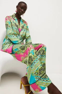 Wholesale 🎉 Karen Millen Paisley Scarf Print Wide Leg Trousers 👏 -Workwear Shop womens multi paisley scarf print wide leg trousers