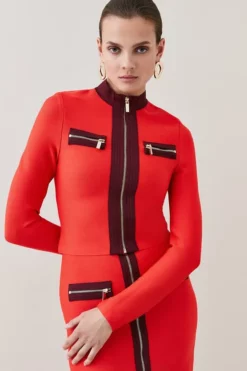 Flash Sale ๐งจ Karen Millen Contrast Zip Pocket Bandage Knit Jacket โ๏ธ 10 Flash Sale ๐งจ Karen Millen Contrast Zip Pocket Bandage Knit Jacket โ๏ธ -Workwear Shop womens navy contrast zip pocket bandage knit jacket