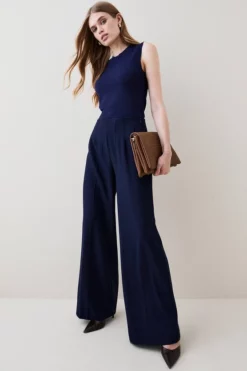 New 🧨 Karen Millen Essential Mid Rise Wide Leg Darted Trouser 🥰 11 New 🧨 Karen Millen Essential Mid Rise Wide Leg Darted Trouser 🥰 -Workwear Shop womens navy essential mid rise wide leg darted trouser