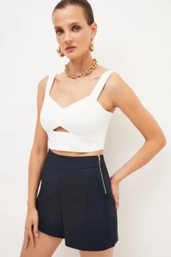 Buy 🧨 Karen Millen Essential Techno Woven Short 😉 -Workwear Shop womens navy essential techno woven short