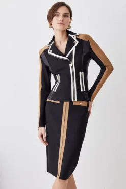 Promo 🎉 Karen Millen Military Bandage Knitted Pencil Midi 👗 Skirt 😉 -Workwear Shop womens navy military bandage knitted pencil midi skirt 1