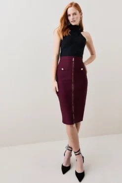 Promo 🎉 Karen Millen Military Bandage Knitted Pencil Midi 👗 Skirt 😉 -Workwear Shop womens navy military bandage knitted pencil midi skirt
