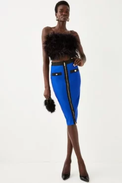 Promo 🎉 Karen Millen Military Bandage Knitted Pencil Midi 👗 Skirt 😉 -Workwear Shop womens navy military bandage knitted pencil midi skirt 8