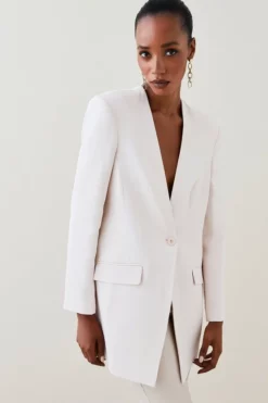 Cheap ❤️ Karen Millen Compact Viscose Collarless Tailored Jacket 👏 -Workwear Shop womens nude compact viscose collarless tailored jacket
