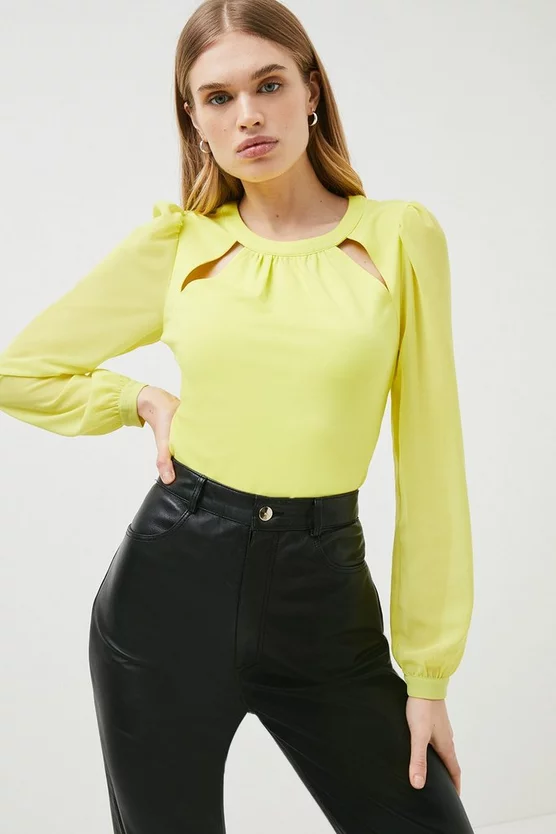 Flash Sale 😉 Karen Millen Georgette Sleeve Cut Out Ponte Jersey Top 🌟 7 Flash Sale 😉 Karen Millen Georgette Sleeve Cut Out Ponte Jersey Top 🌟 - Image 7