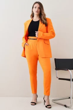New 👍 Karen Millen Plus Size Tailored Slim Leg Trouser ❤️ -Workwear Shop womens orange plus size tailored slim leg trouser