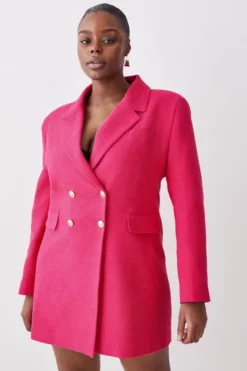 Best Sale 🌟 Karen Millen Plus Size Boucle Double Breasted Long Sleeve Blazer Mini 👗 Dress 😀 -Workwear Shop womens pink plus size boucle double breasted long sleeve blazer mini dress