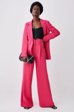 Best Sale 😀 Karen Millen Tall High Waist Wide Leg Tailored Trouser 🌟 11 Best Sale 😀 Karen Millen Tall High Waist Wide Leg Tailored Trouser 🌟 -Workwear Shop womens pink tall high waist wide leg tailored trouser