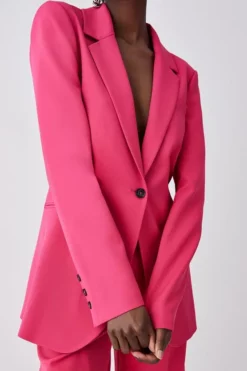 Best deal 🎉 Karen Millen Tall Single Breasted Tailored Jacket 🎉 -Workwear Shop womens pink tall single breasted tailored jacket