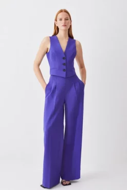 Buy 👏 Karen Millen Petite Clean Tailored Darted Wide Leg Trouser 😉 -Workwear Shop womens purple petite clean tailored darted wide leg trouser