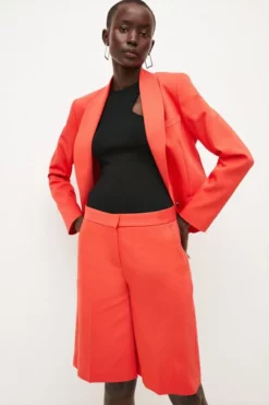 Best Sale 🔥 Karen Millen Cotton Sateen Wide Leg Shorts 🛒 -Workwear Shop womens red cotton sateen wide leg shorts