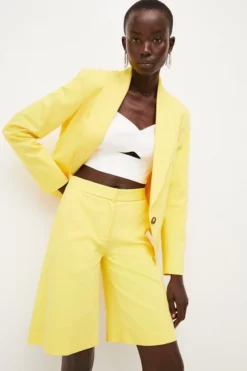 Best Sale 🔥 Karen Millen Cotton Sateen Wide Leg Shorts 🛒 -Workwear Shop womens red cotton sateen wide leg shorts 1 1