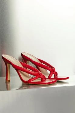 Best Sale ✨ Karen Millen Tubular Strap Leather 🩴 Sandal 😍 -Workwear Shop womens red tubular strap leather sandal