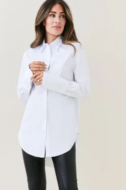 Top 10 🤩 Karen Millen Lydia Millen Cotton Poplin Bib Woven 👕 Shirt 🎉 -Workwear Shop womens white lydia millen cotton poplin bib woven shirt
