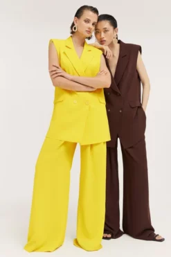 Best deal ✔️ Karen Millen Soft Twill Sleeveless Tux Jacket 🛒 -Workwear Shop womens yellow soft twill sleeveless tux jacket 1 1