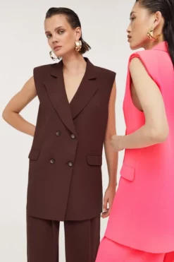 Best deal ✔️ Karen Millen Soft Twill Sleeveless Tux Jacket 🛒 -Workwear Shop womens yellow soft twill sleeveless tux jacket 1 2