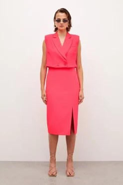 Top 10 🥰 Karen Millen Soft Twill Tailored Sleeveless Tux Midi 👗 Dress ⌛ -Workwear Shop womens yellow soft twill tailored sleeveless tux midi dress